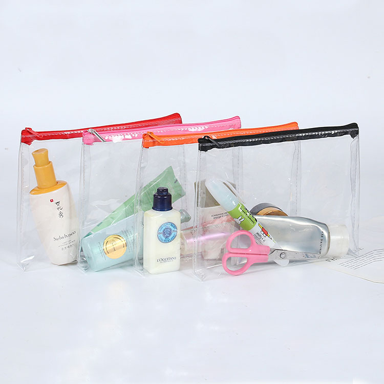 Clear PVC Cosmetic Bag with Colorful Zipper - Waterproof Travel Organizer