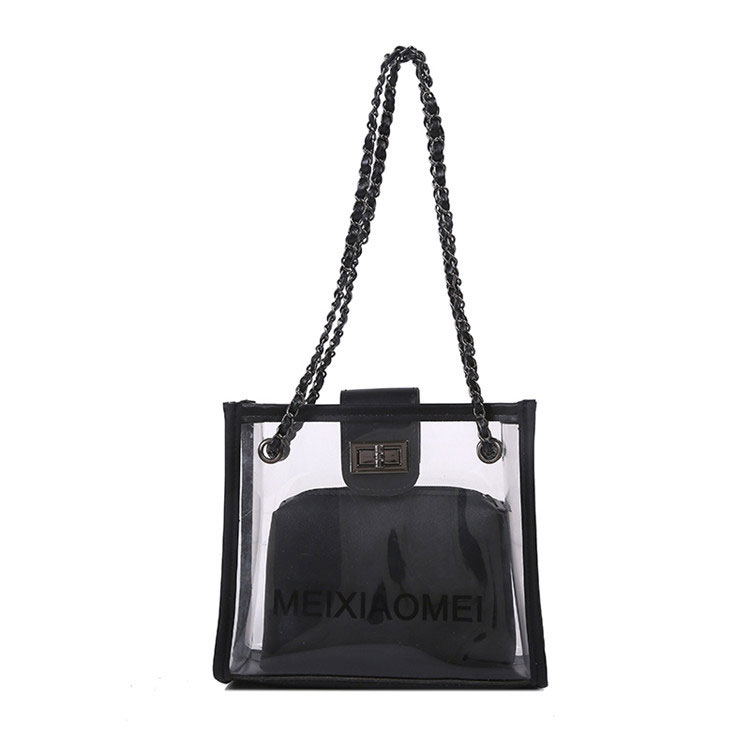 Customizable Clear PVC Shoulder Bag with Metal Chain by Yiduo
